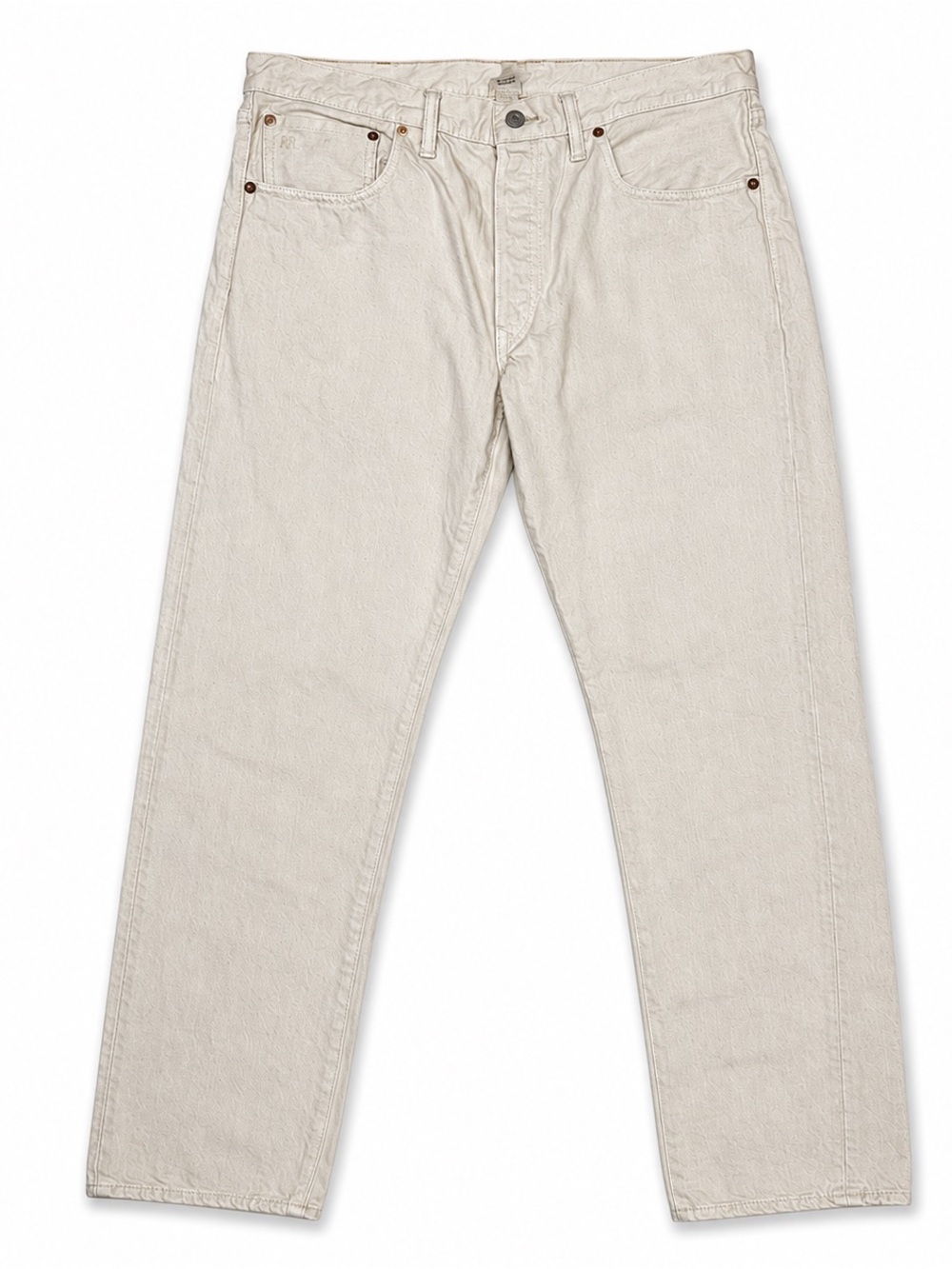 RRL Double RL Slim Narrow Selvedge Denim Jeans 36x34 Ivory Cream Button Fly USA